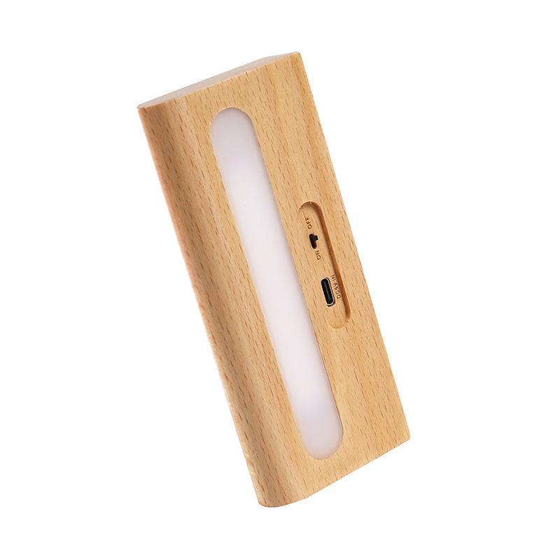 Rechargeable Wood Plastic Rectangular Wall Lamp