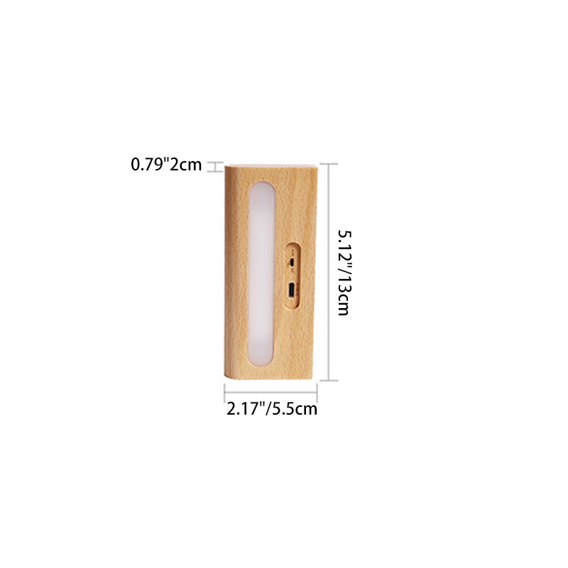 Rechargeable Wood Plastic Rectangular Wall Lamp