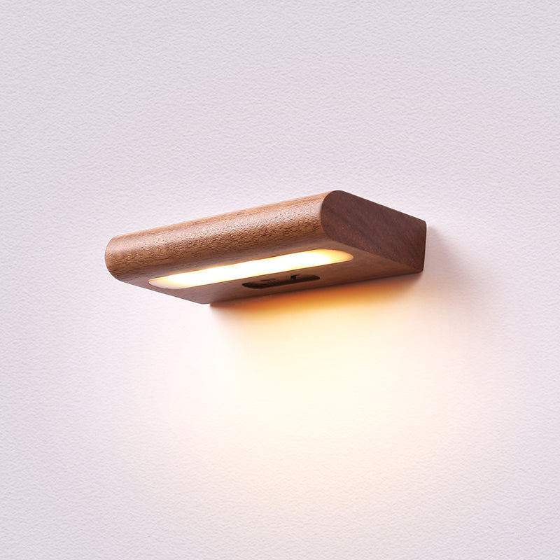Rechargeable Wood Plastic Rectangular Wall Lamp