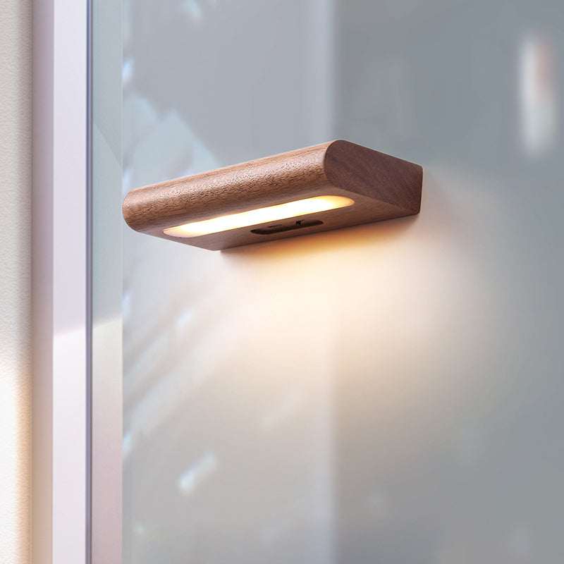 Rechargeable Wood Plastic Rectangular Wall Lamp