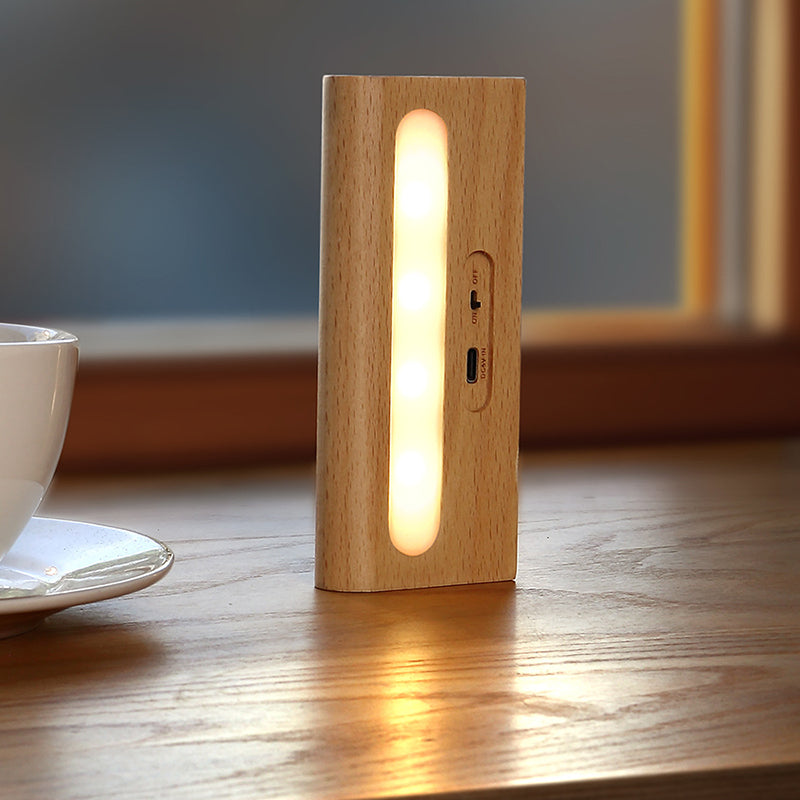 Rechargeable Wood Plastic Rectangular Wall Lamp