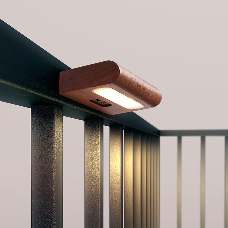Rechargeable Wood Plastic Rectangular Wall Lamp