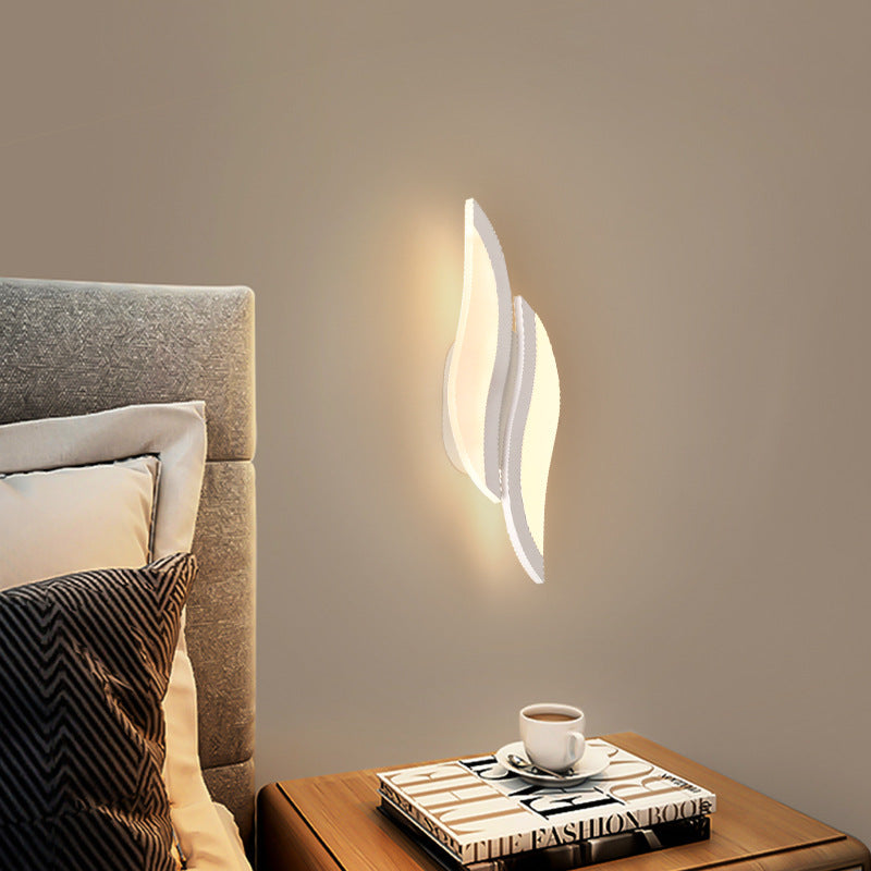 Iron Acrylic Leaf-Shaped Bedroom Wall Lamp