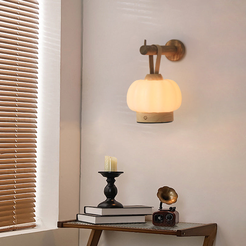 Rechargeable Wood PE Faux Wall Lamp
