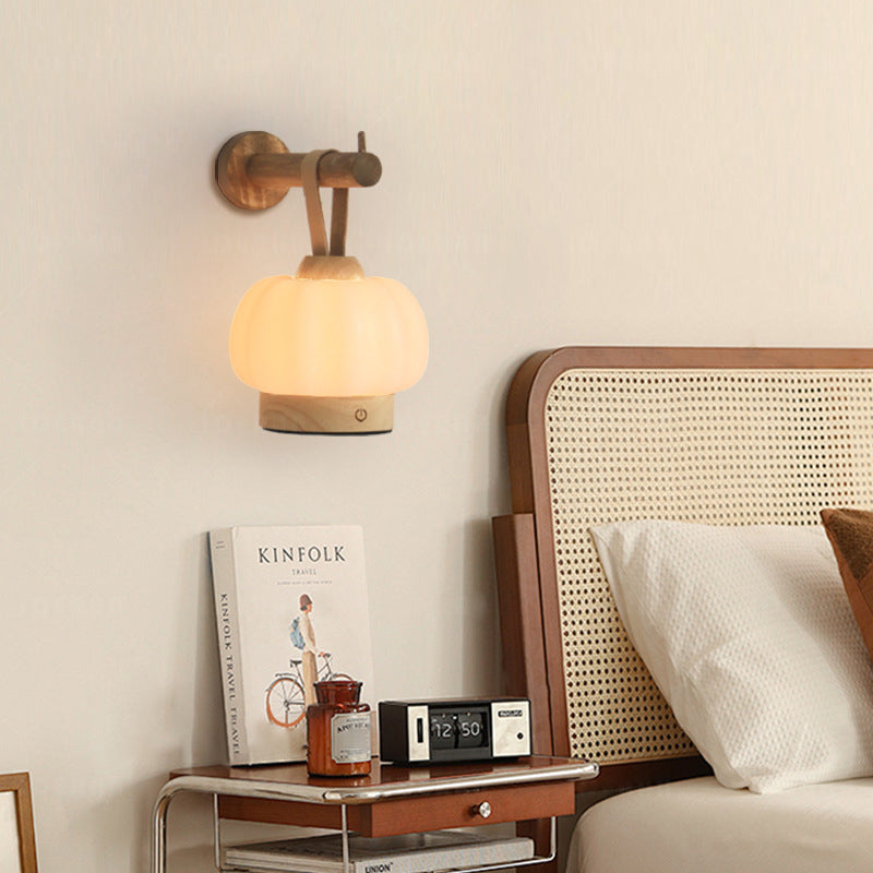 Rechargeable Wood PE Faux Wall Lamp