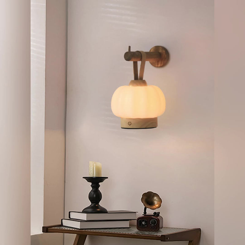 Rechargeable Wood PE Faux Wall Lamp
