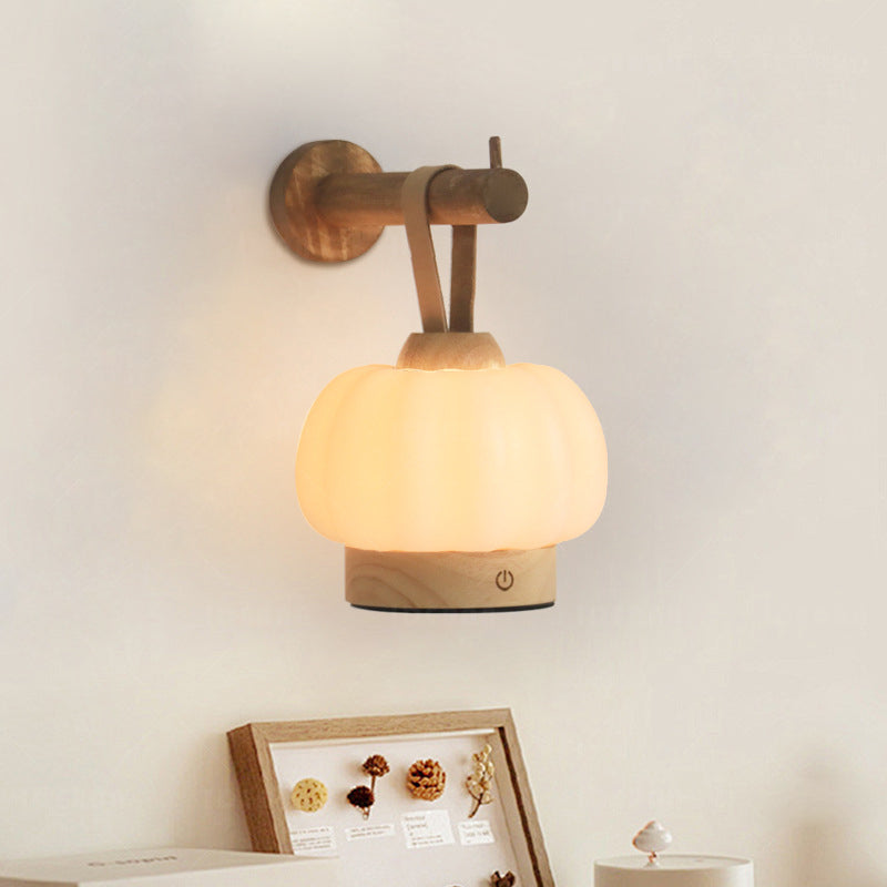 Rechargeable Wood PE Faux Wall Lamp