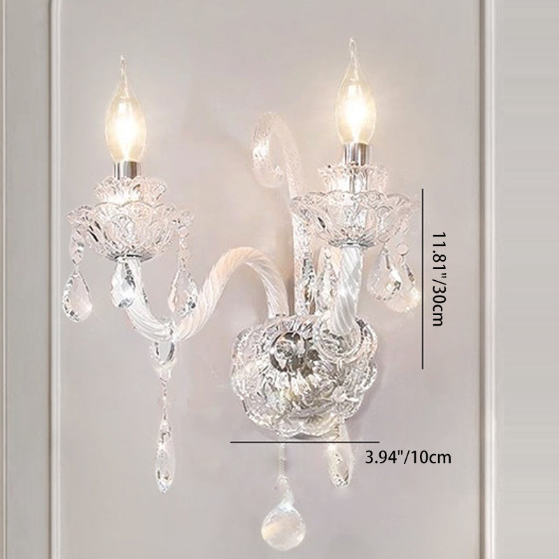 Crystal Glass Candelabra Spiral Wall Lamp