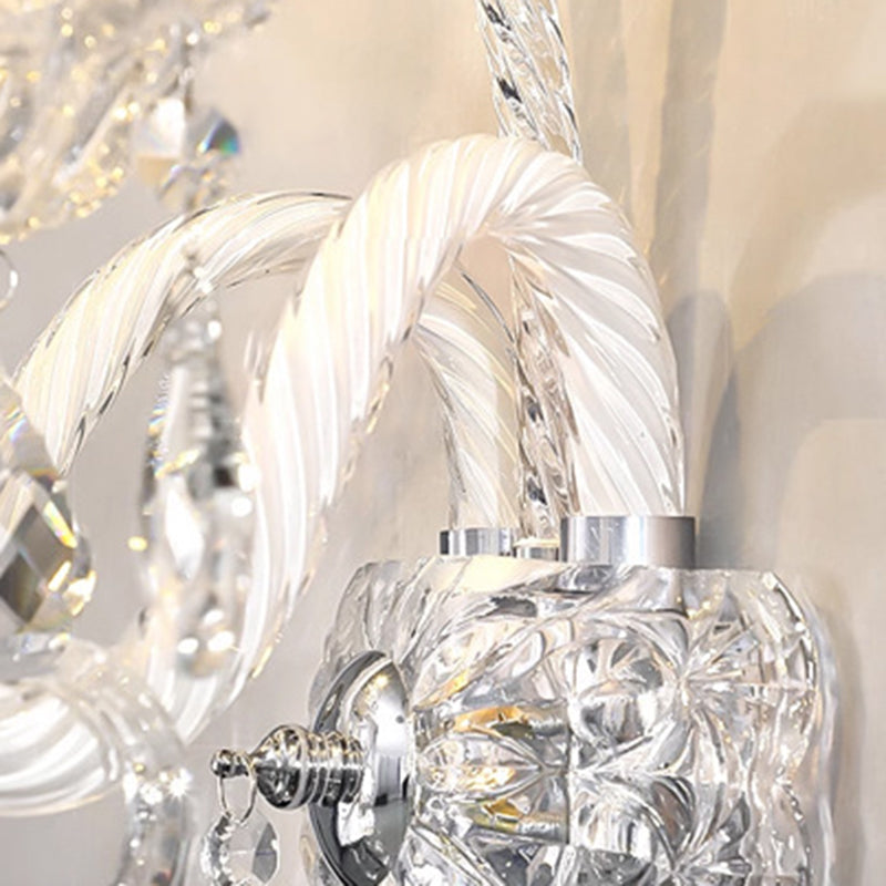 Crystal Glass Candelabra Spiral Wall Lamp