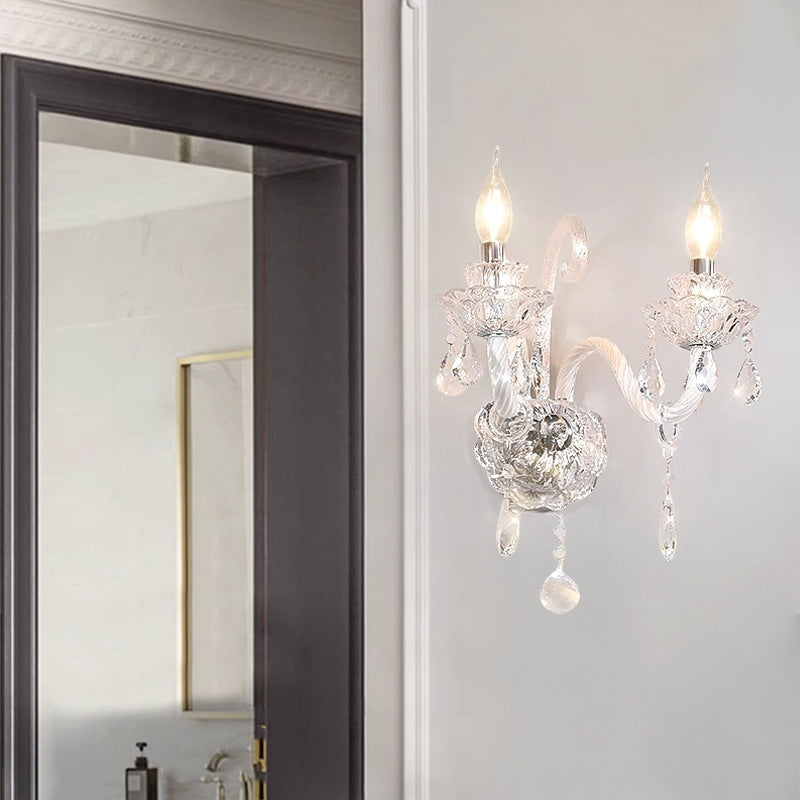 Crystal Glass Candelabra Spiral Wall Lamp