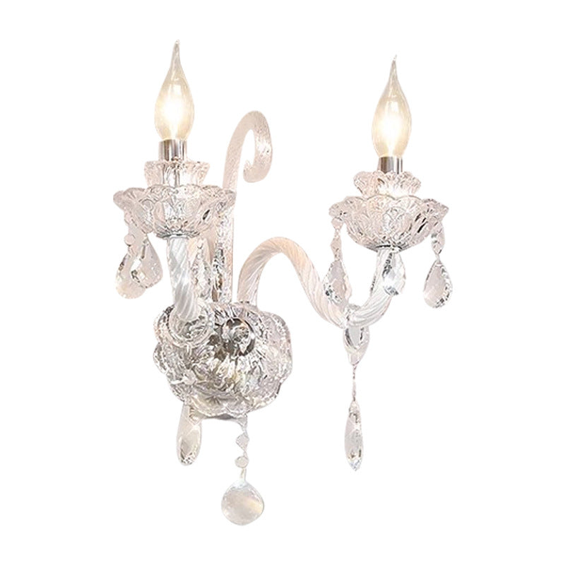 Crystal Glass Candelabra Spiral Wall Lamp