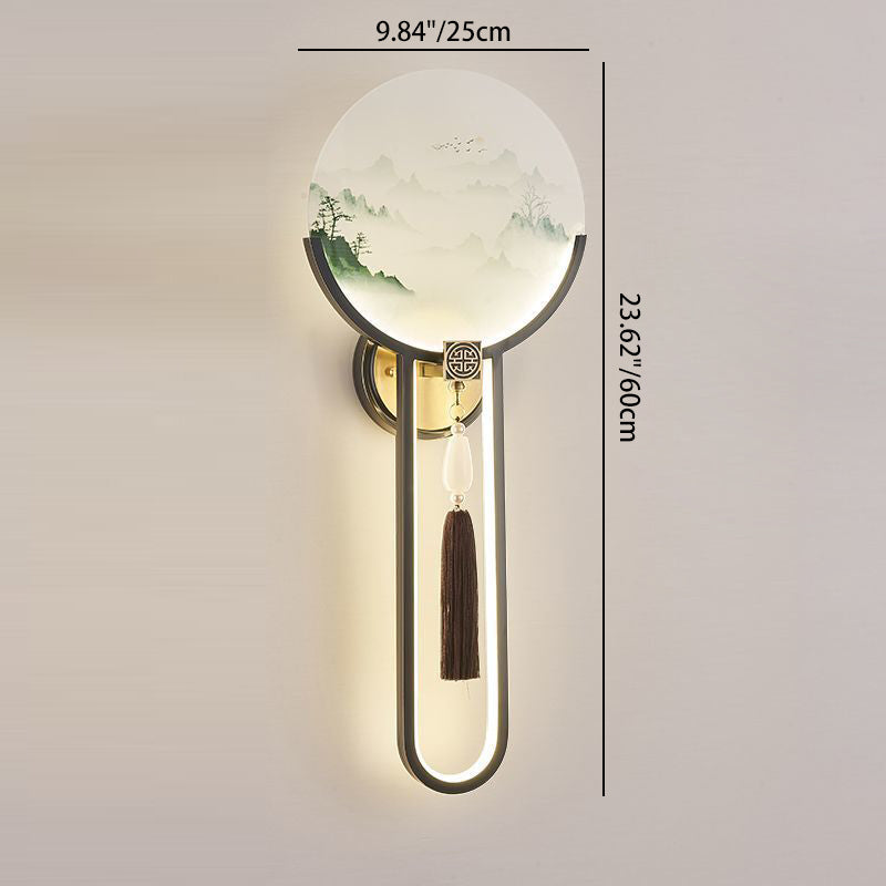 Brass Glass Deer Landscape Wall Lamp
