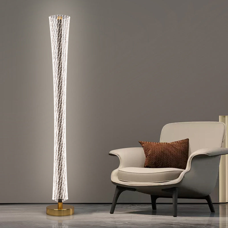 Aluminum Iron Acrylic Tower Floor Lamp