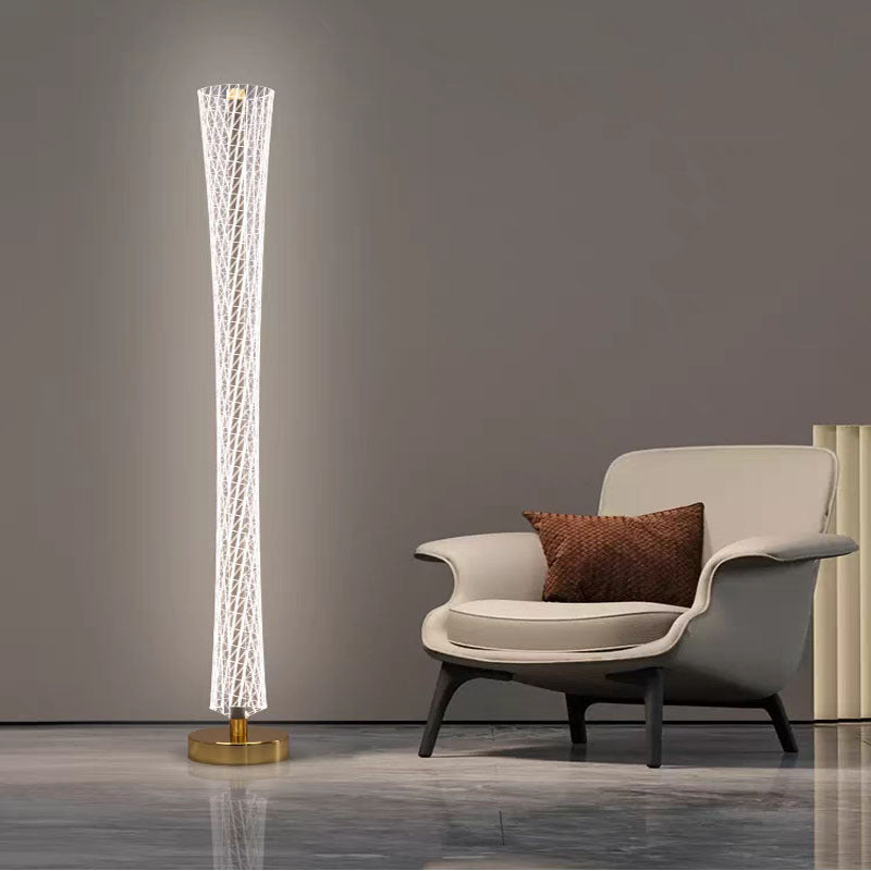 Aluminum Iron Acrylic Tower Floor Lamp