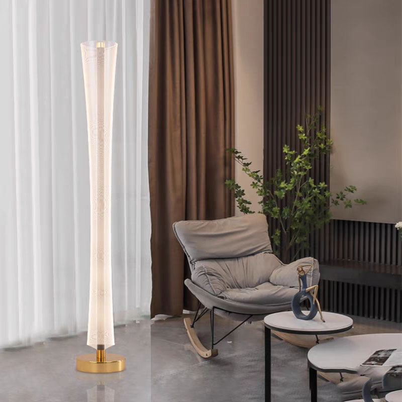 Aluminum Iron Acrylic Tower Floor Lamp