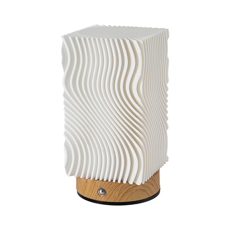 Rechargeable Acrylic Wood Cylinder Table Lamp