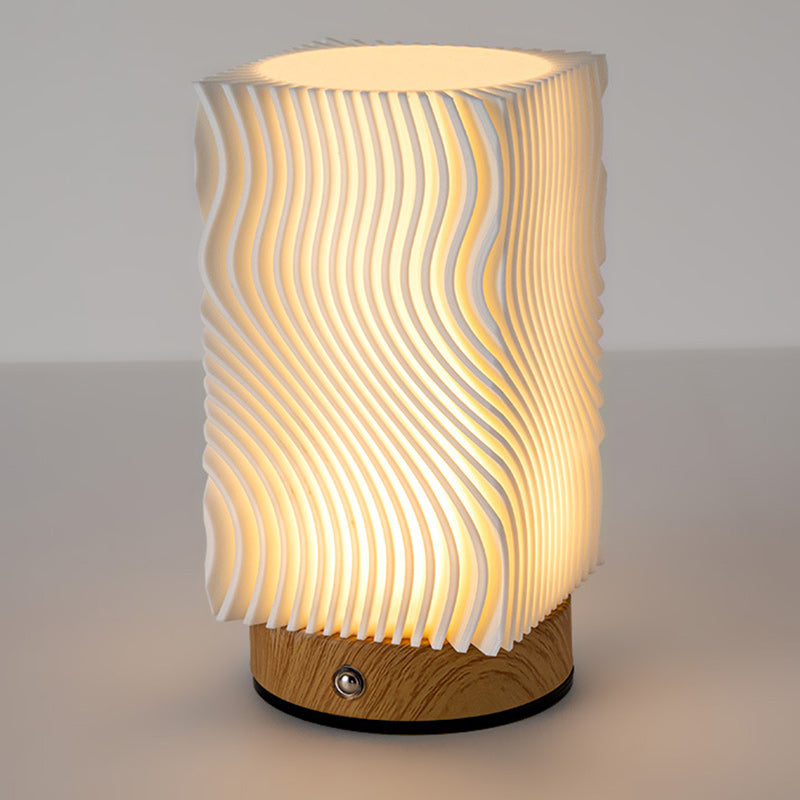 Rechargeable Acrylic Wood Cylinder Table Lamp