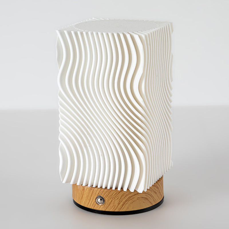 Rechargeable Acrylic Wood Cylinder Table Lamp