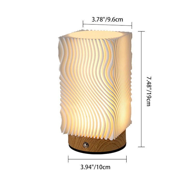 Rechargeable Acrylic Wood Cylinder Table Lamp