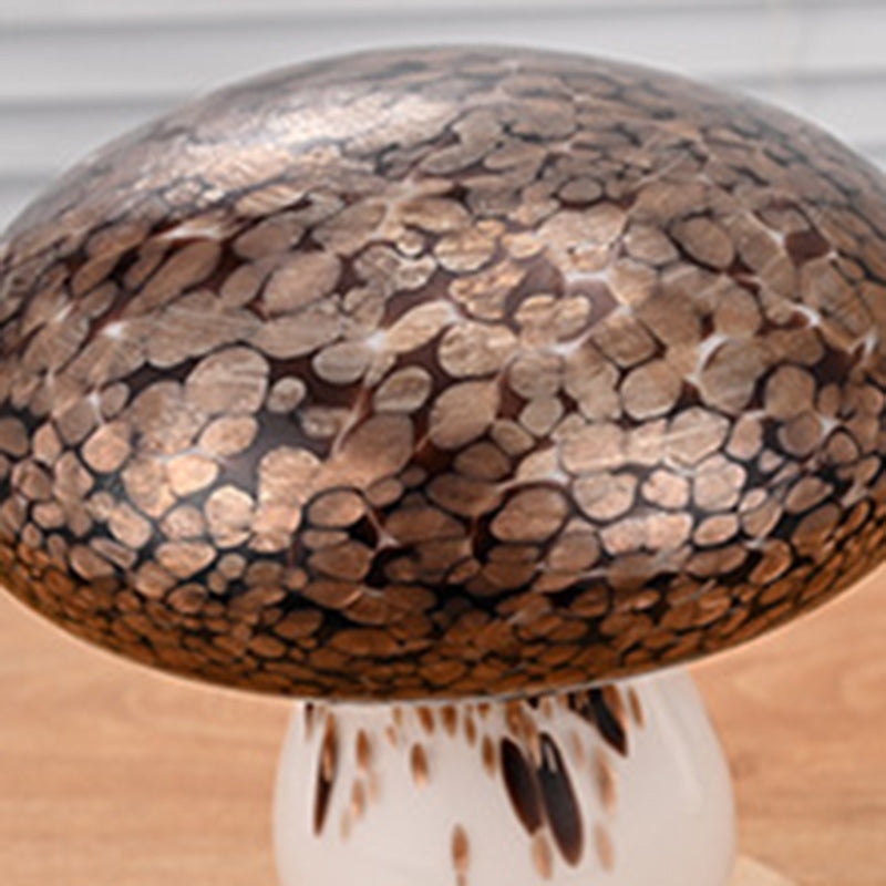 Rechargeable Glass Wood Mushroom Table Lamp