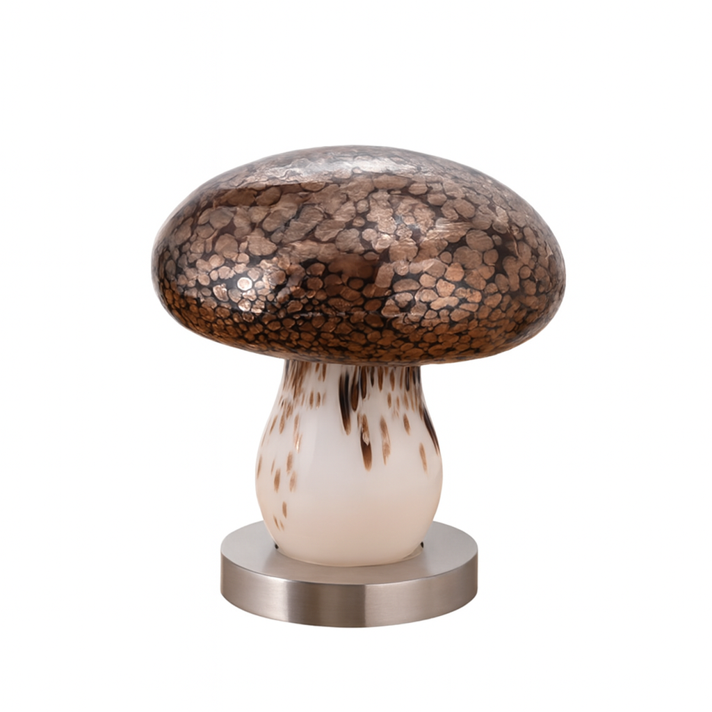 Rechargeable Glass Wood Mushroom Table Lamp