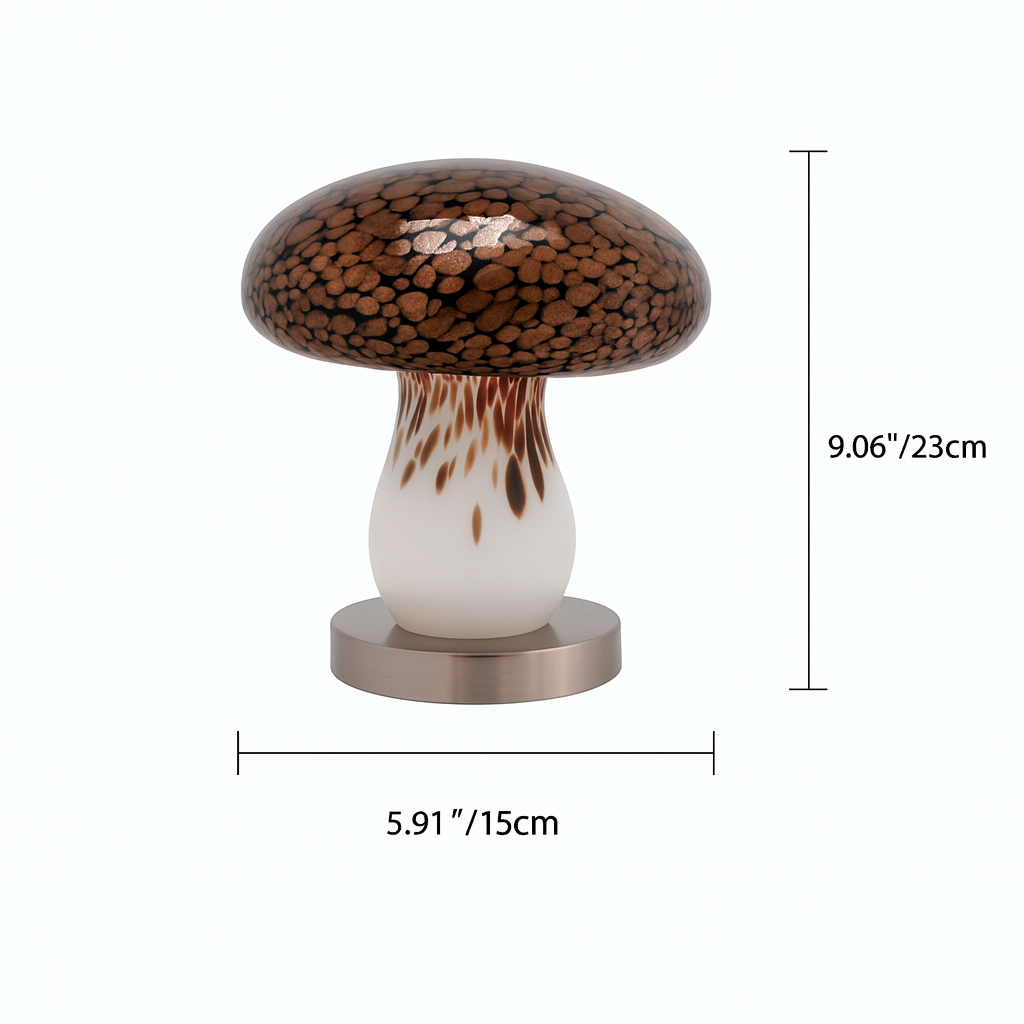 Rechargeable Glass Wood Mushroom Table Lamp