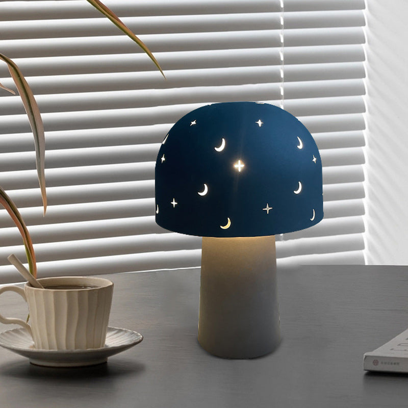 Battery Metal Glass Hollow Table Lamp