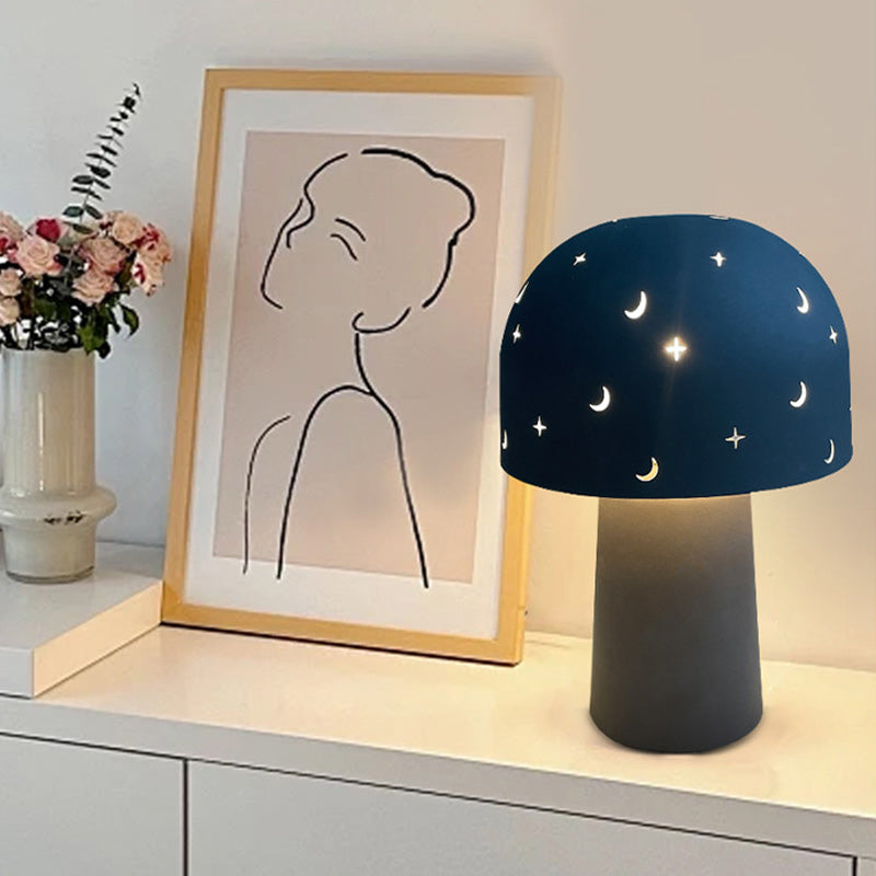 Battery Metal Glass Hollow Table Lamp