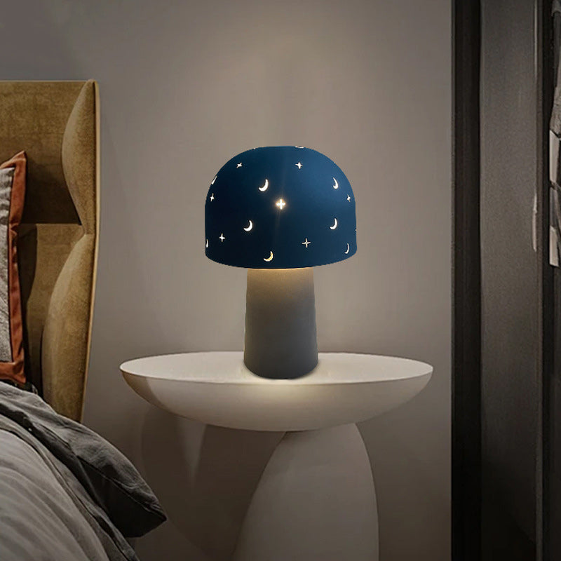 Battery Metal Glass Hollow Table Lamp