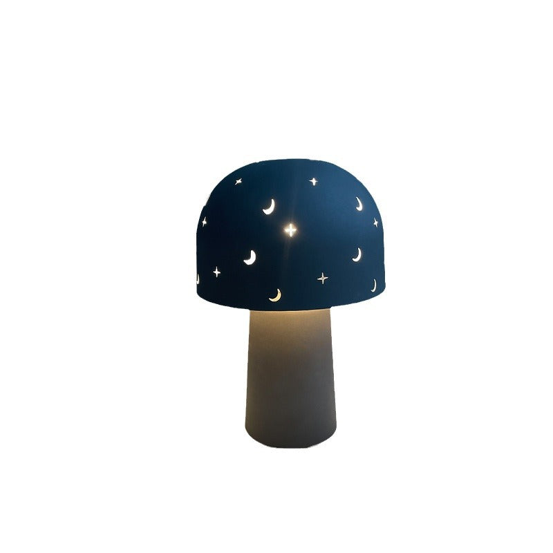 Battery Metal Glass Hollow Table Lamp