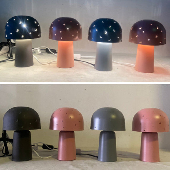 Battery Metal Glass Hollow Table Lamp