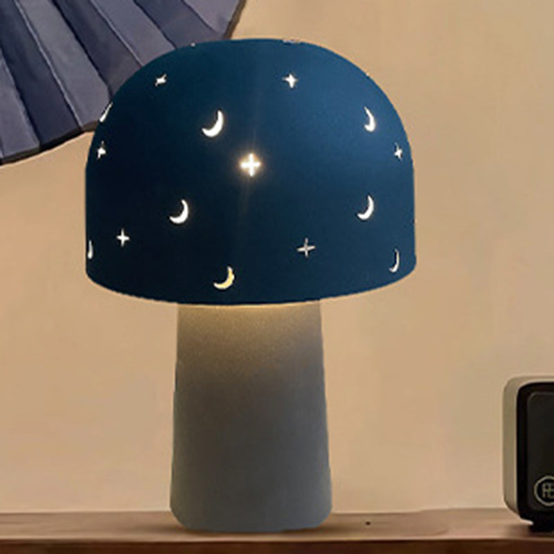 Battery Metal Glass Hollow Table Lamp