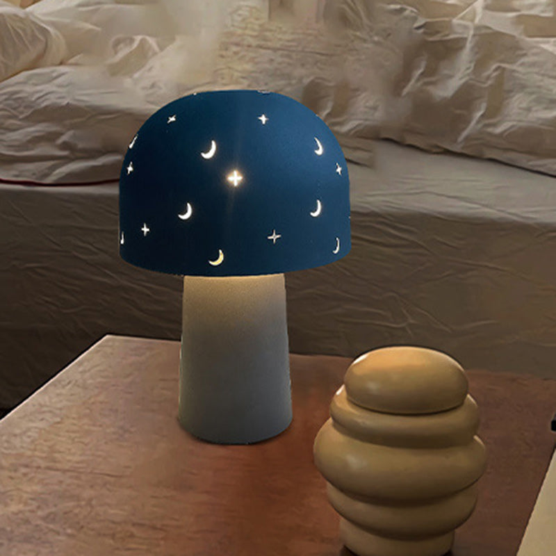 Battery Metal Glass Hollow Table Lamp