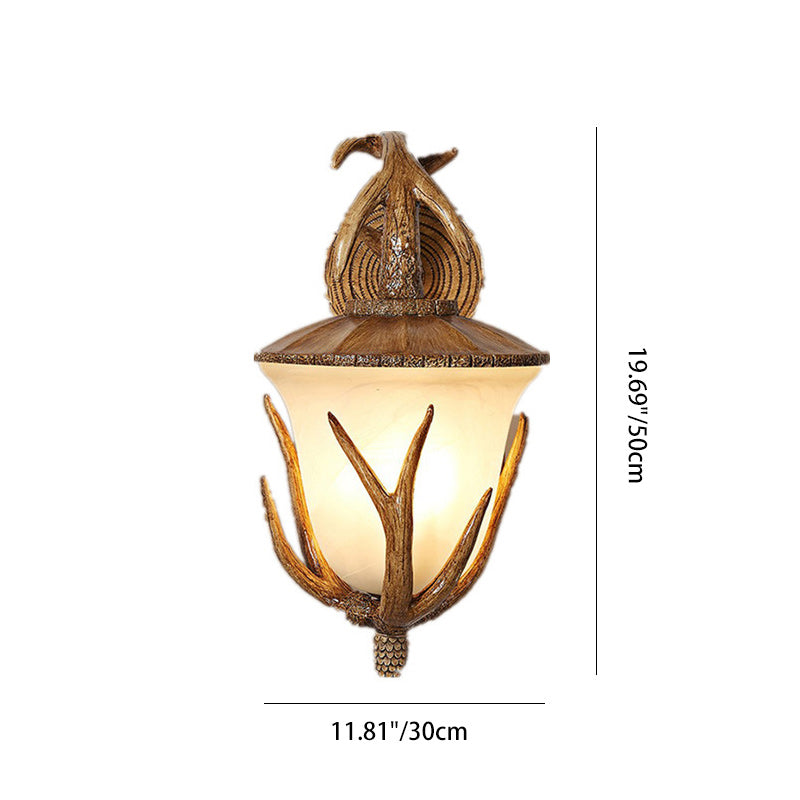 Resin Glass Hand-Carved Antler 3-Light Wall Lamp