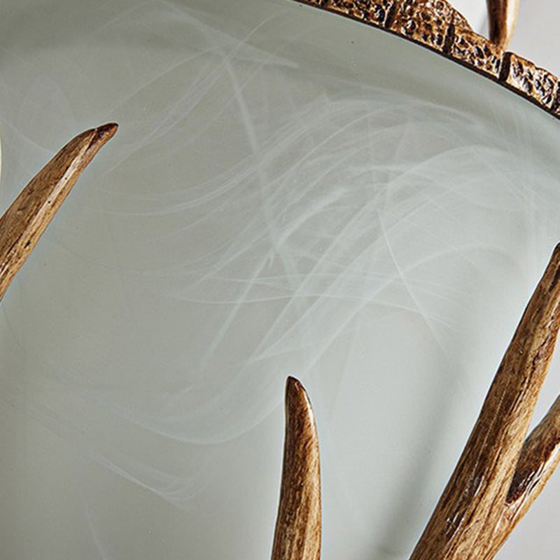 Resin Glass Hand-Carved Antler 3-Light Wall Lamp