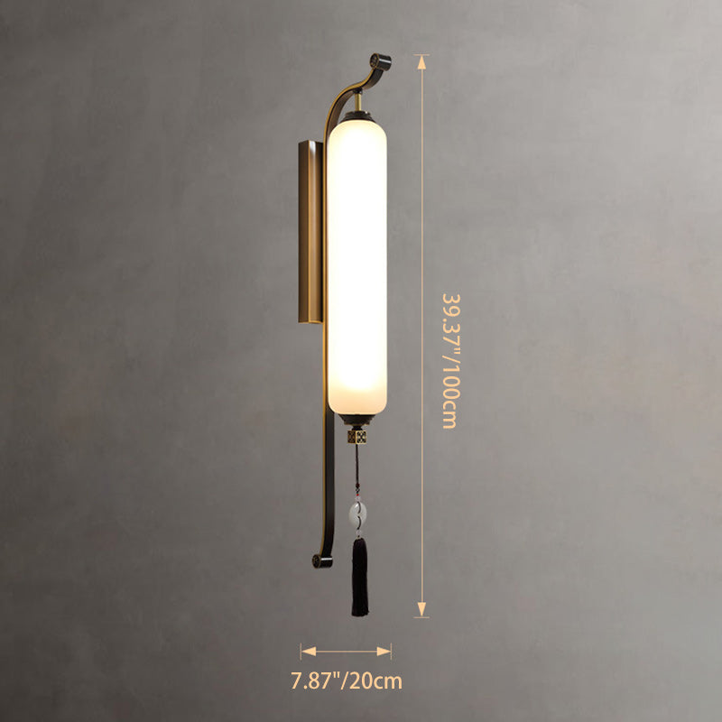 Brass Glass Jade Tassel Wall Lamp