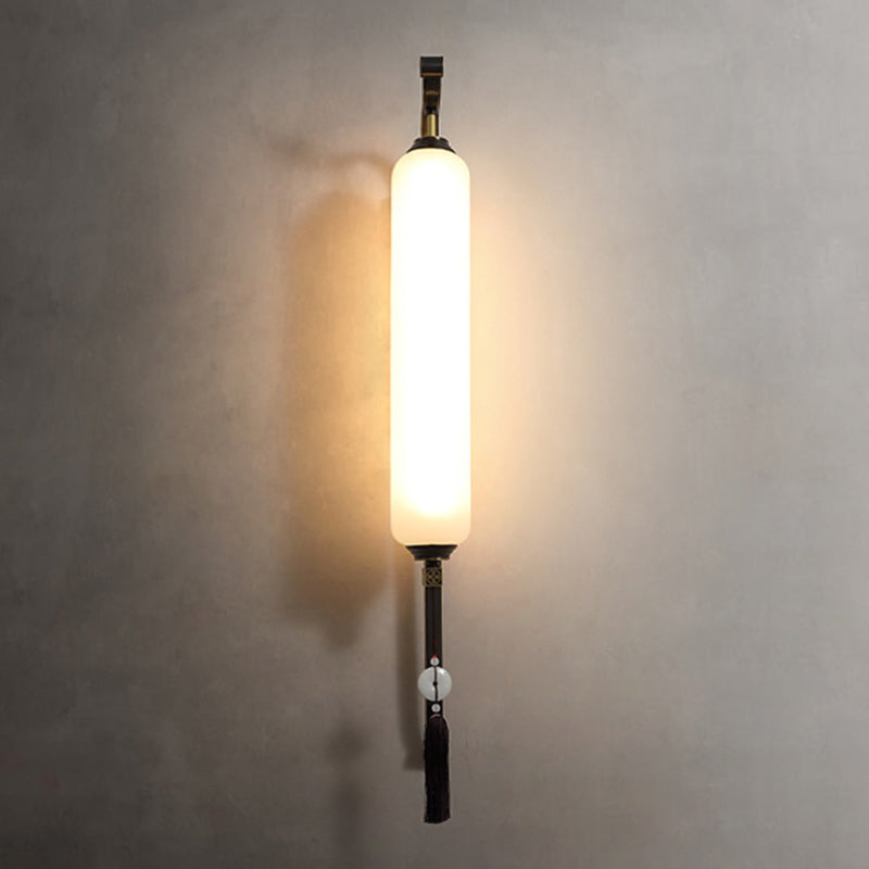 Brass Glass Jade Tassel Wall Lamp