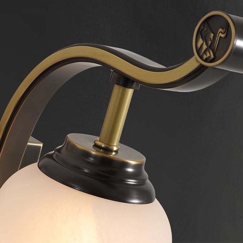 Brass Glass Jade Tassel Wall Lamp