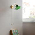 Brass Walnut Glass Bell-Shaped Wall Lamp