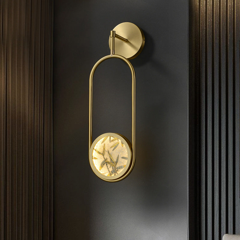 Brass Aluminum Glass Oval Wall Lamp