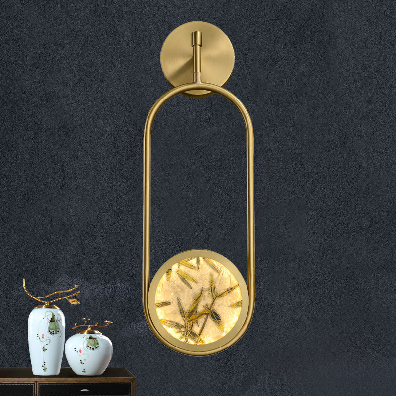 Brass Aluminum Glass Oval Wall Lamp