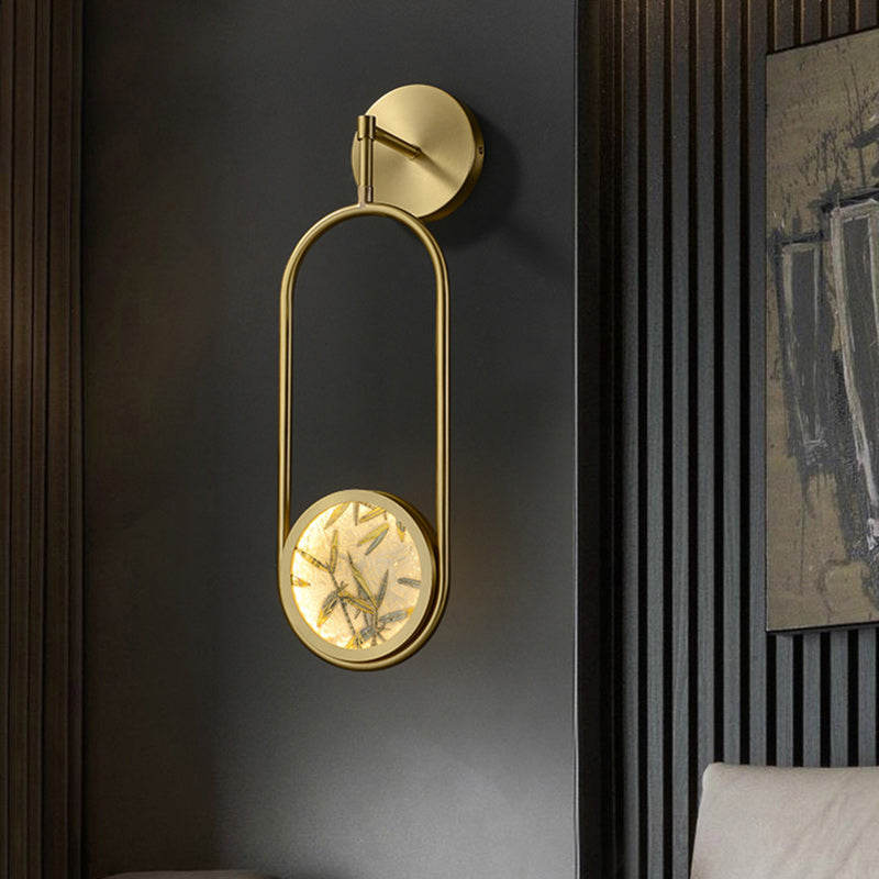 Brass Aluminum Glass Oval Wall Lamp