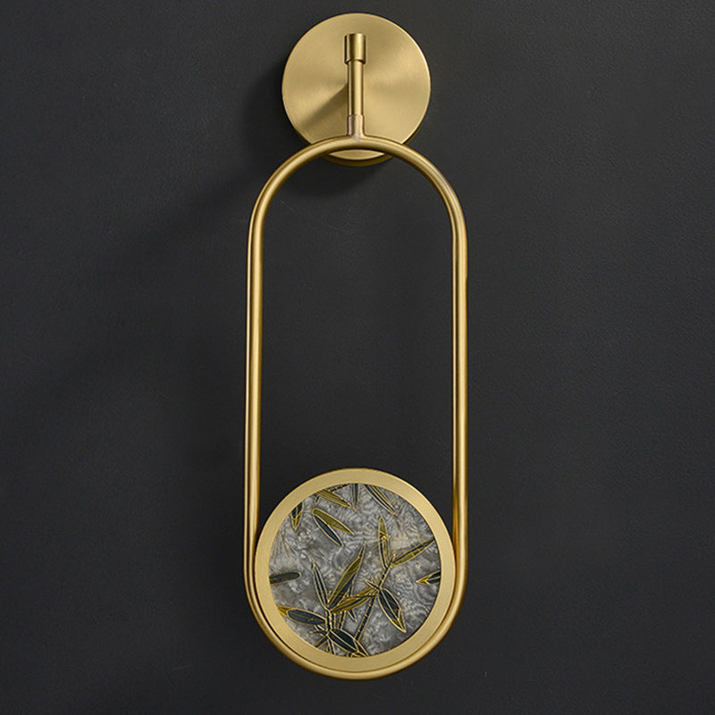 Brass Aluminum Glass Oval Wall Lamp