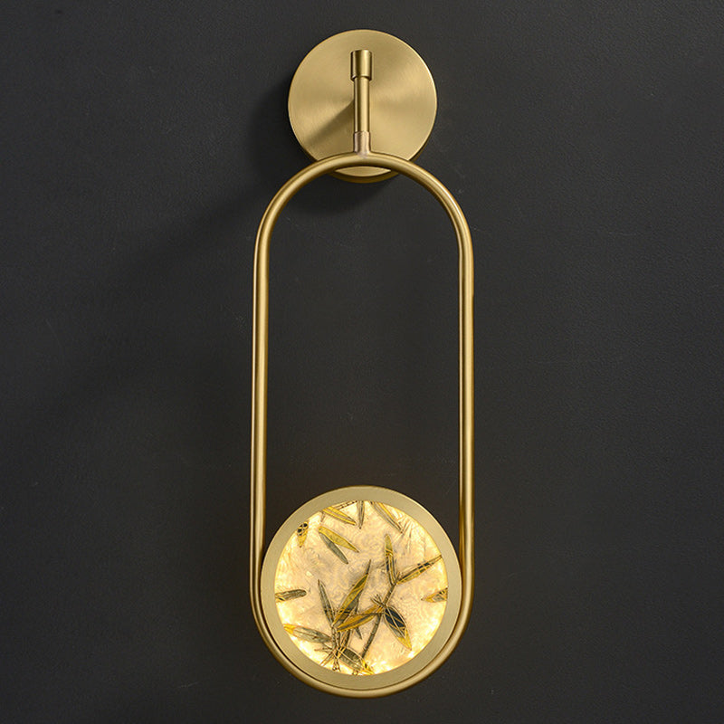 Brass Aluminum Glass Oval Wall Lamp