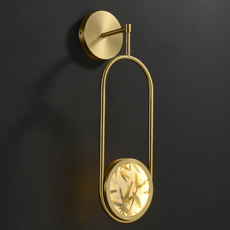 Brass Aluminum Glass Oval Wall Lamp