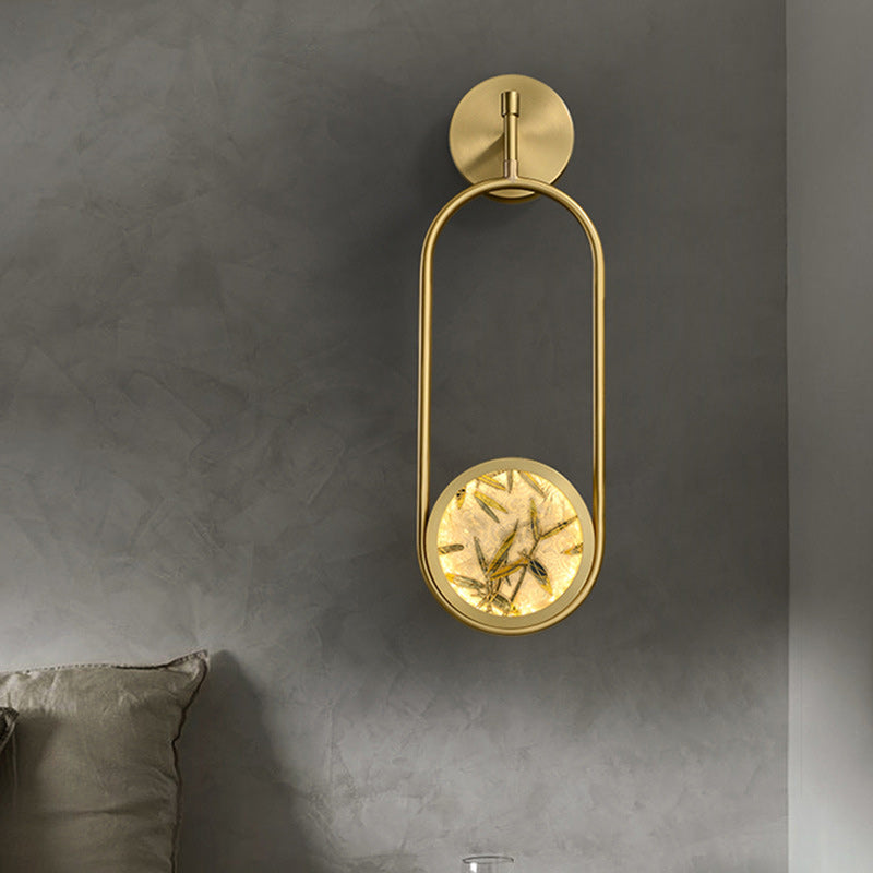 Brass Aluminum Glass Oval Wall Lamp