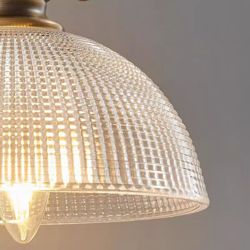 Brass Glass Semi-Circular Trumpet Wall Lamp