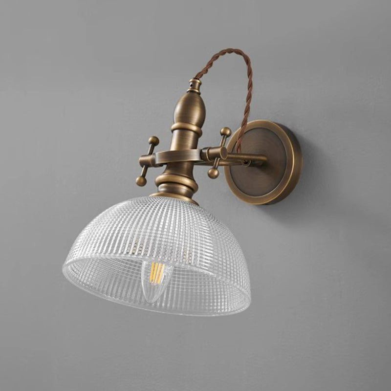 Brass Glass Semi-Circular Trumpet Wall Lamp