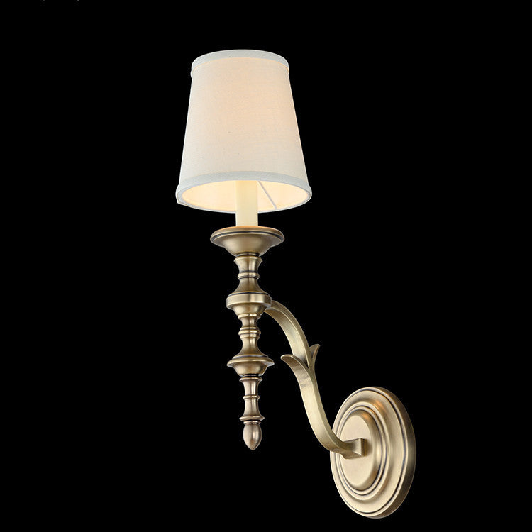 Brass Fabric Cylindrical Bedroom Wall Lamp