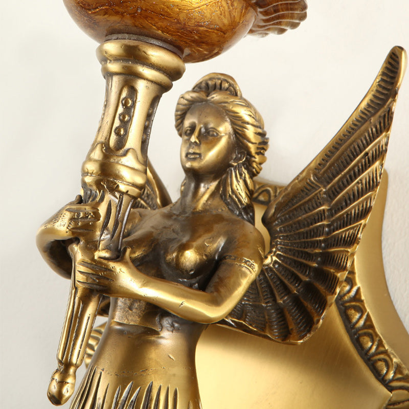 Full Copper Mermaid Candle Wall Lamp